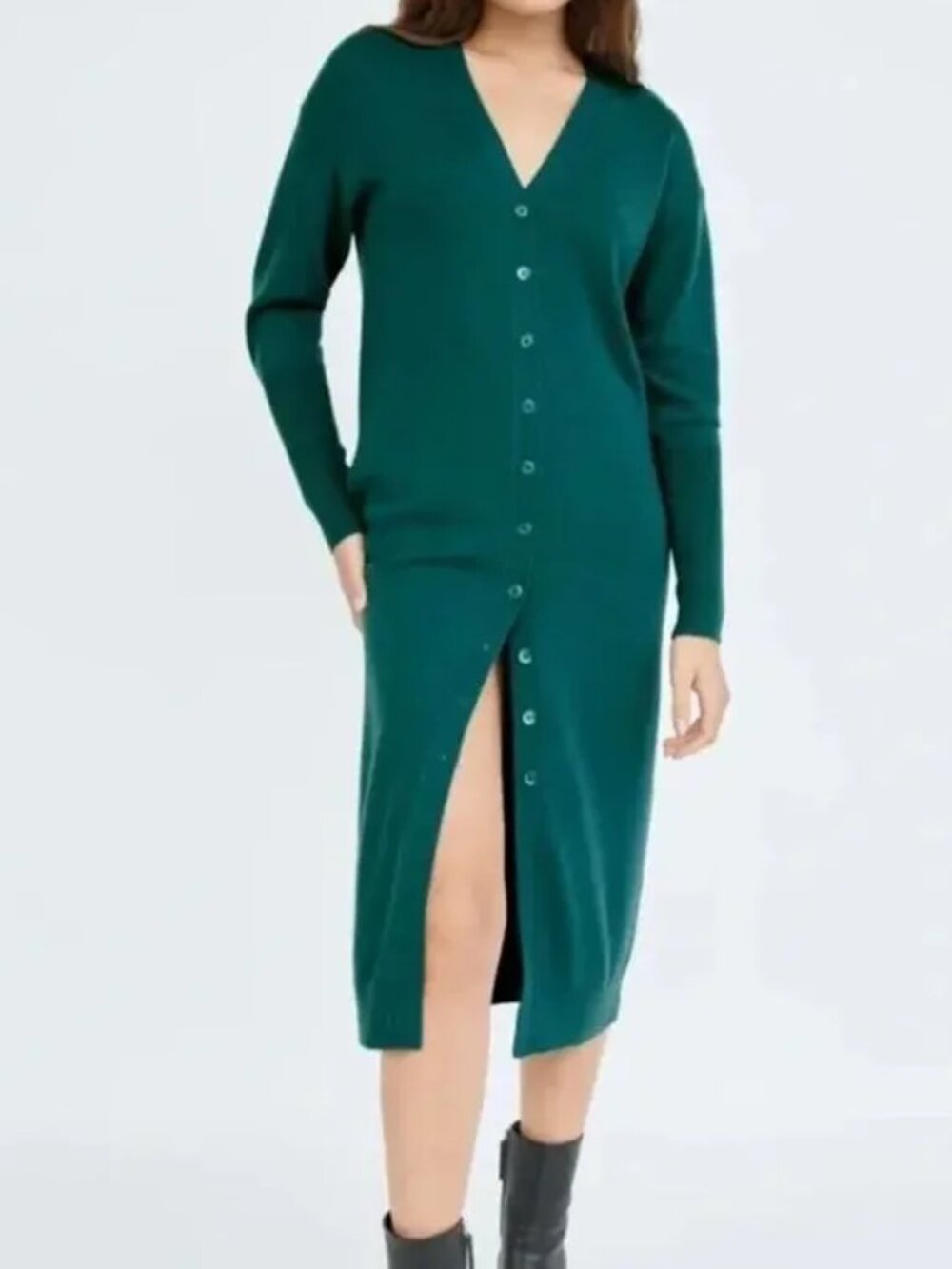 100% Merino Wool Aritzia Wilfred Utopia Sweater Dress- Size S - Suave Green